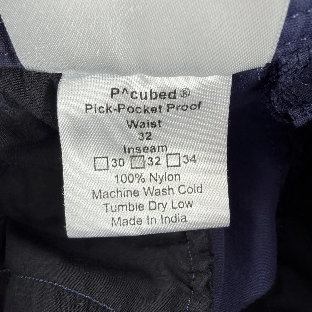 Clothing Arts Pick Pocket Proof Pants Mens 32x32 Navy Travel Nylon Security